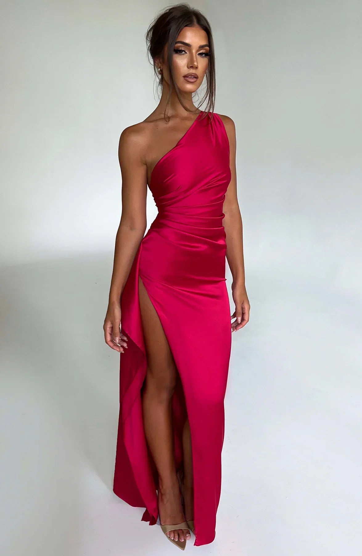 Backless Maxi Dress with Open Shoulder and Side Slit